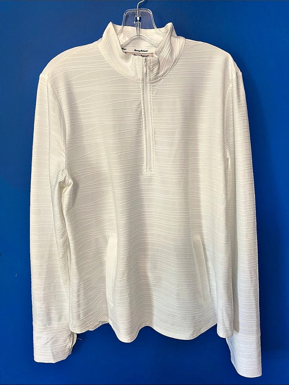 NWT TOMMY BAHAMA White Long Sleeve Quarter Zip UPF 50 Top Sz XL
